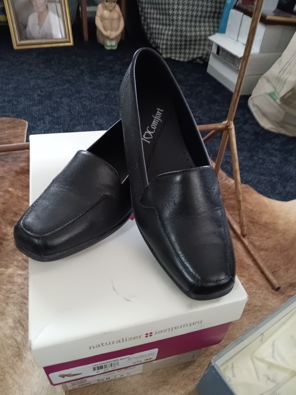 Naturalizer Black Leather Men's Slip-On Loafers VCComfort
